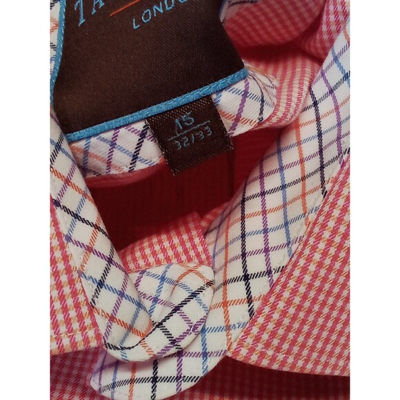 Men's Tattersall London Red Button Down Long Sleeve Shirt Size 15 (32/33) - Picture 5 of 14